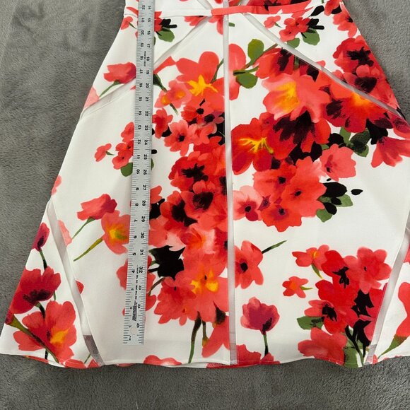 Adrianna Papell Floral Fit and Flare Sleeveless Dress Women's 8 Mesh Inserts - Picture 6 of 7